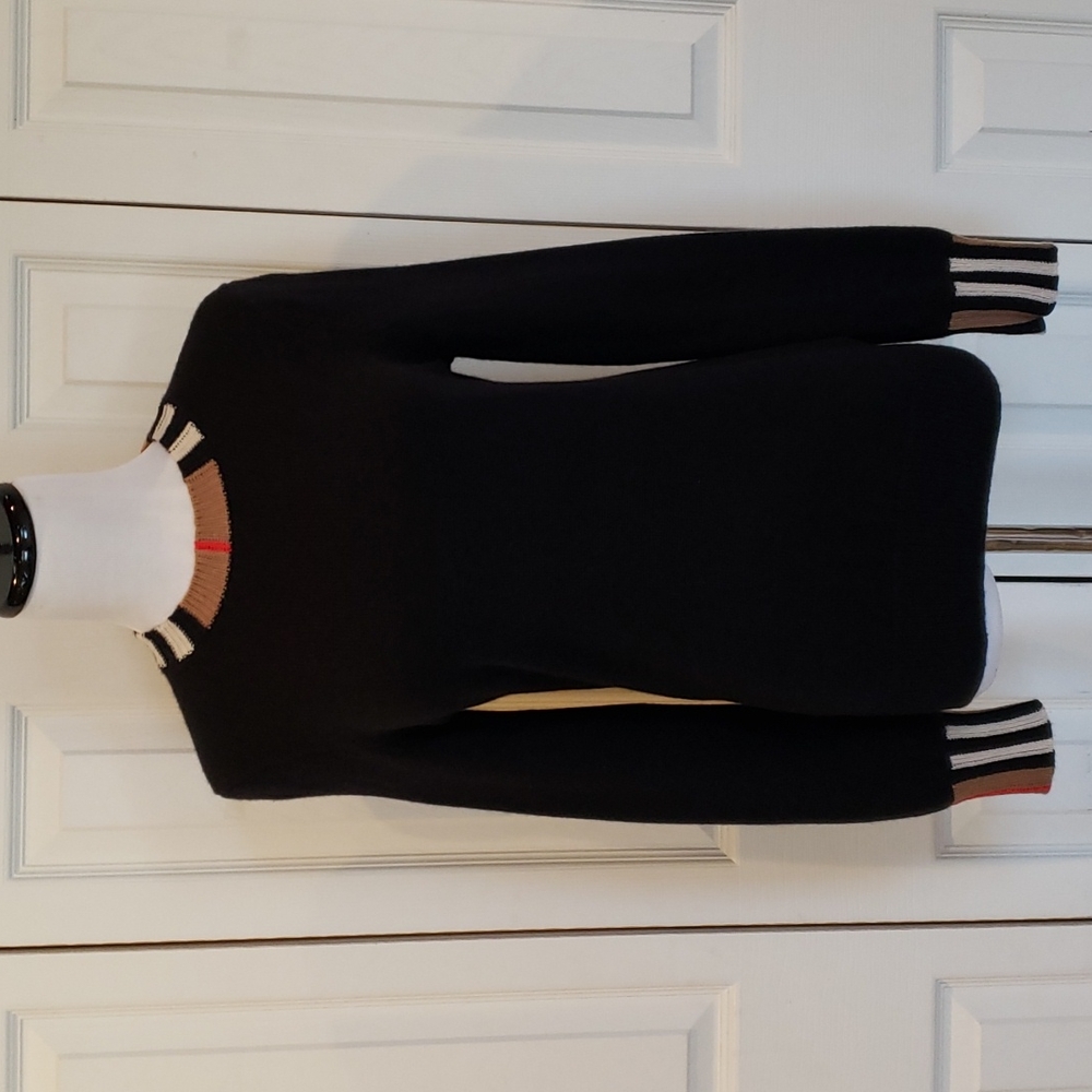 BURBERRY ICON STRIPE 100% CASHMERE SWEATER - Picture 6 of 10